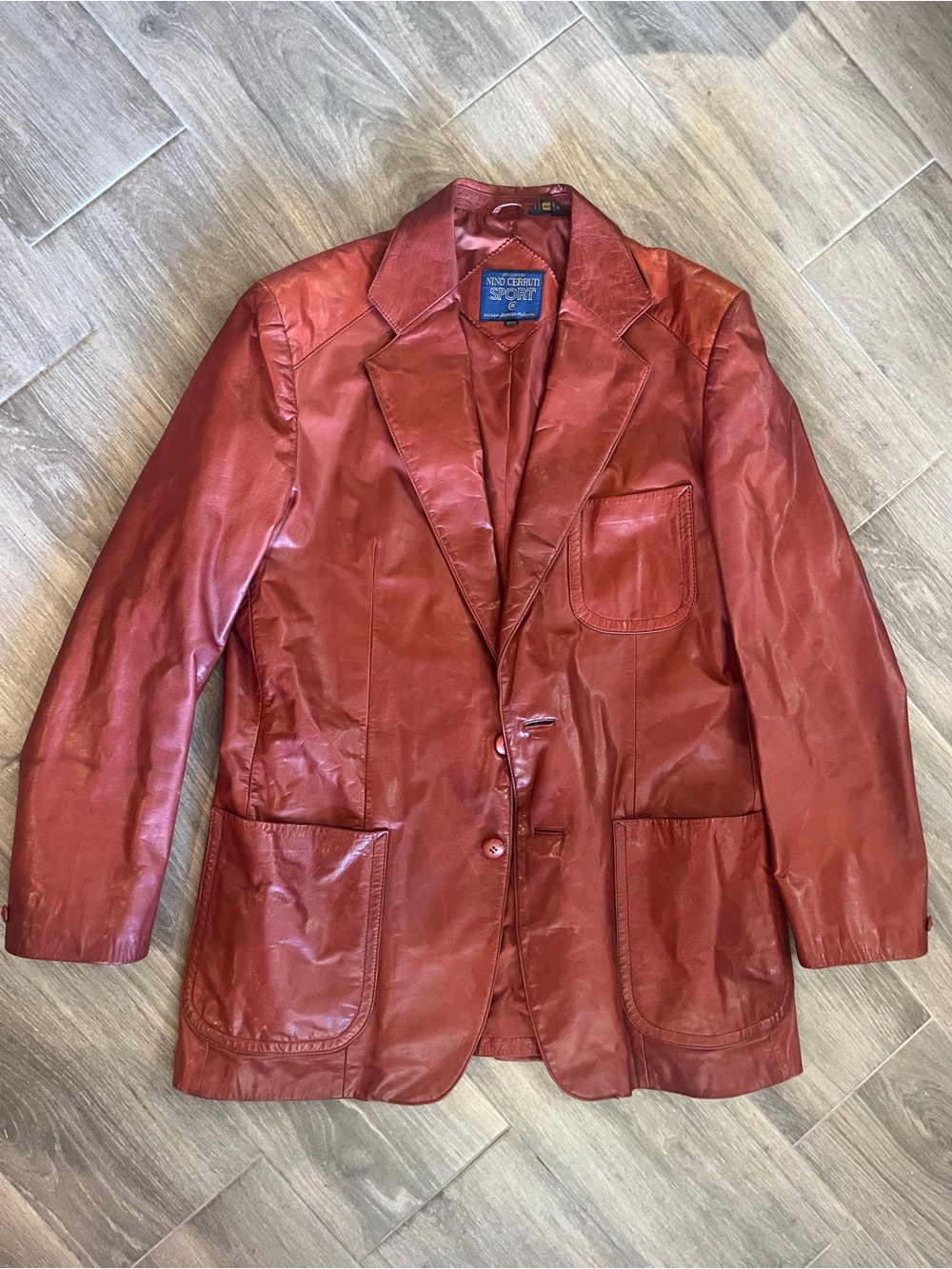 Sino Century Red Leather Sport Coat Blazer - Men's Tailored Jacket